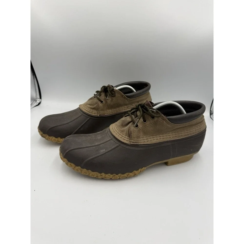 Vintage L.L Bean Gumshoe Boots Mens 10 M Brown Leather Canvas Waterproof USA